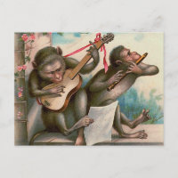 Postal "Monos musicales vintage"