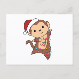Postal Monos Navidades Nieve animales de invierno monos