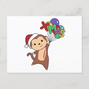 Postal Monos Navidades Nieve animales de invierno monos