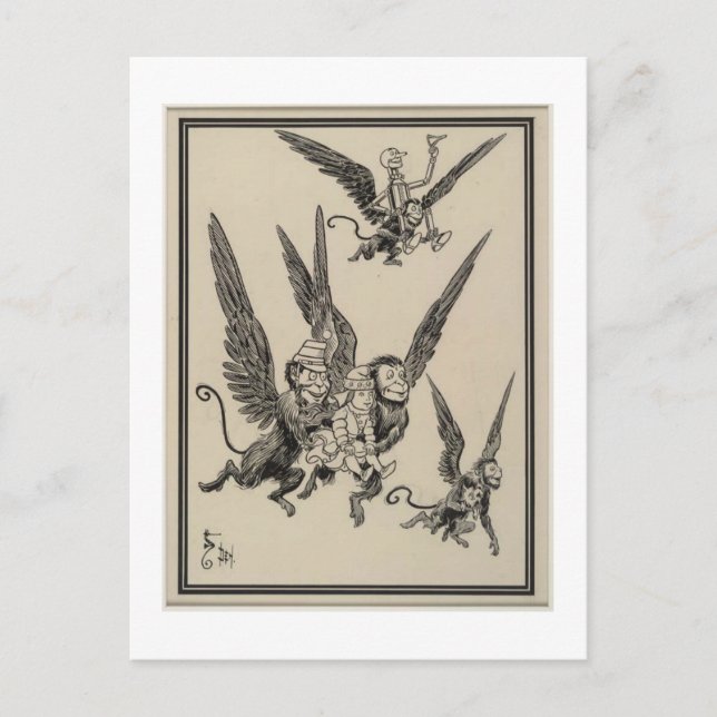 Postal Monos voladores (Anverso)