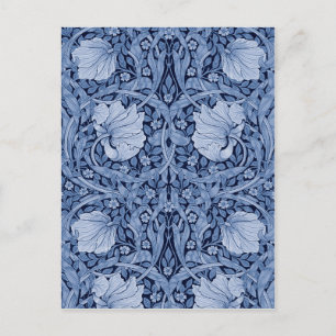 Postal Monotona azul impernel. William Morris