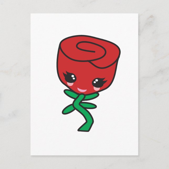 Postal monótono personaje de dibujos animados de una rosa (Anverso)