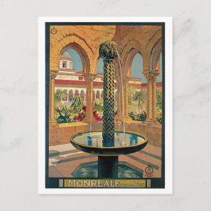 Postal Monreale, Palermo, Poster de Viajes Sicily Vintage