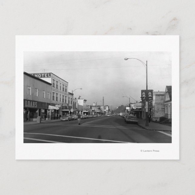 Postal Monroe, WA - Escena en el centro de la calle (Anverso)