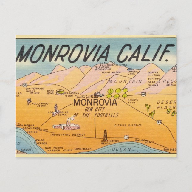 Postal Monrovia California (Anverso)