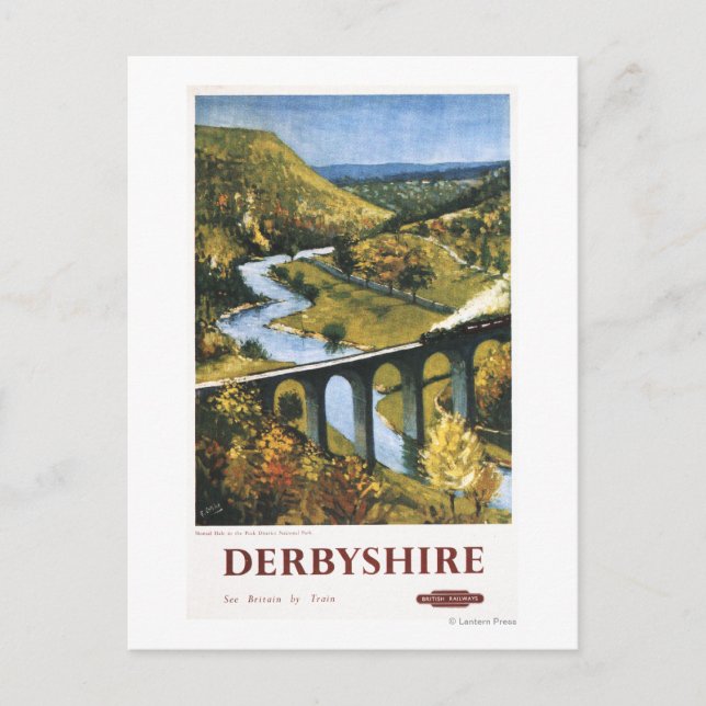 Postal Monsal Dale, tren y viaducto (Anverso)