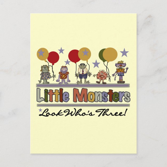 Postal Monstruo 3 camisetas de cumpleaños y regalos (Anverso)
