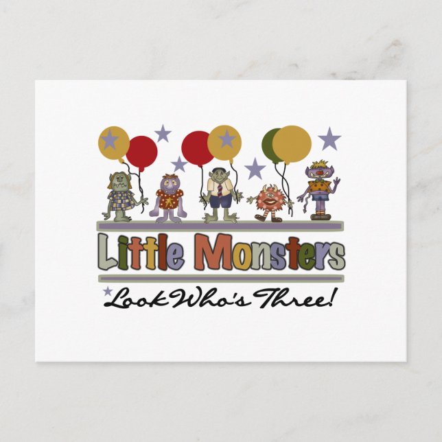 Postal Monstruo 3 camisetas de cumpleaños y regalos (Anverso)