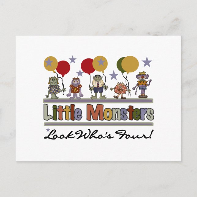 Postal Monstruo 4 camisetas y regalos de cumpleaños (Anverso)