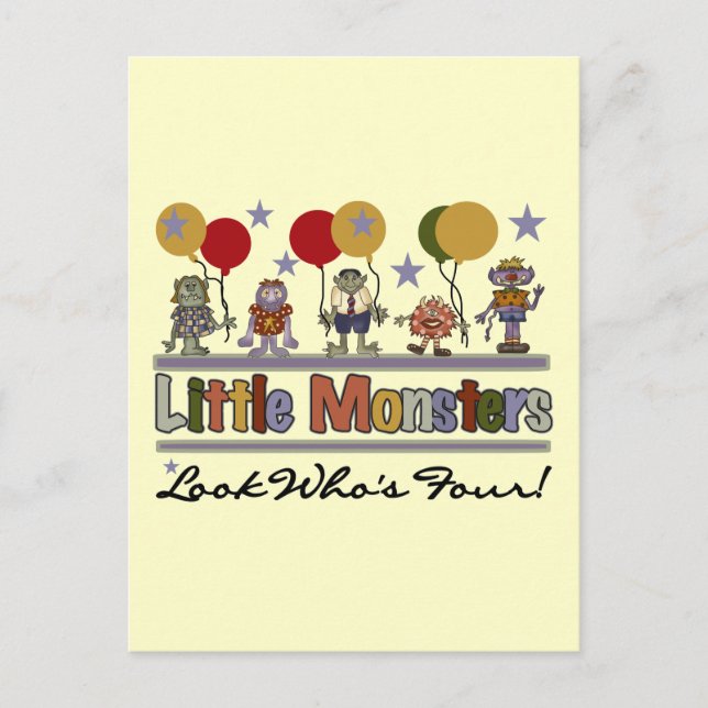 Postal Monstruo 4 camisetas y regalos de cumpleaños (Anverso)