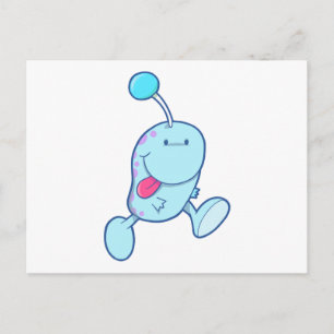 Postal monstruo adorable y azul muy tonto