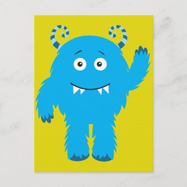 Postal Monstruo azul retro cute (Anverso)