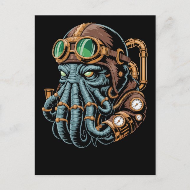 Postal monstruo Cthulhu steampunk (Anverso)