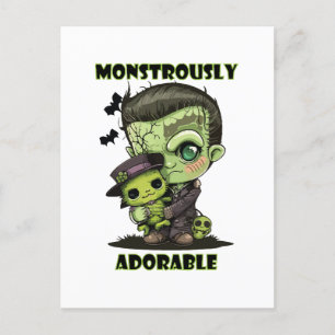 Postal Monstruo de Frankenstein con plushie