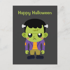Postal Monstruo de Frankenstein verde feliz Halloween