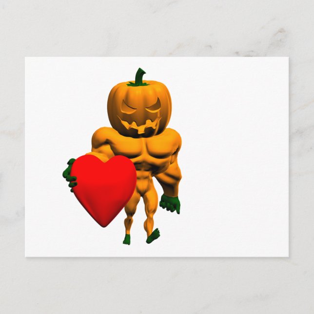 Postal Monstruo De Halloween Con Corazón (Anverso)