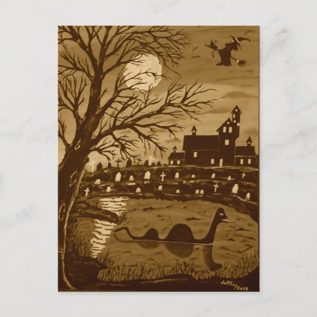 Postal Monstruo De Loch Ness En Halloween (Anverso)