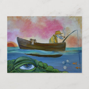 Postal Monstruo del lago de pesca