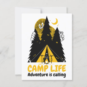Postal Monstruo Divertido de Camping – Aventura de Vida e