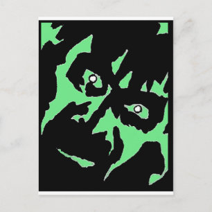 Postal Monstruo Frankenstein Vintage Retro Negro Verde