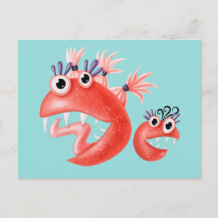 Postal Monstruo loco niños graciosos