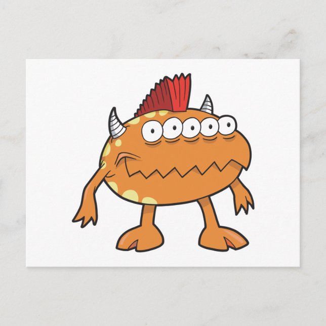 Postal monstruo mohawk naranja muchos ojos (Anverso)