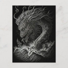 Postal Monstruo monocromo de la mitología griega kraken