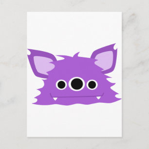 Postal Monstruo morado de tres ojos
