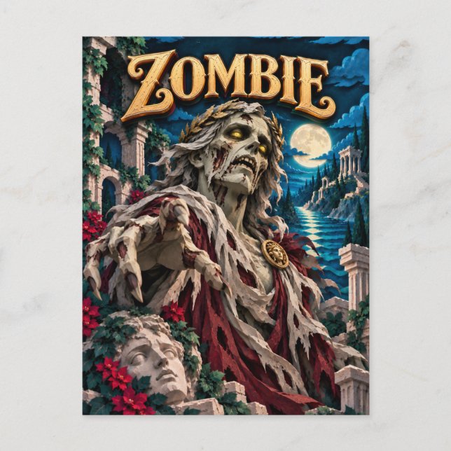 Postal Monstruo Zombie, Recorte de Papel (Anverso)
