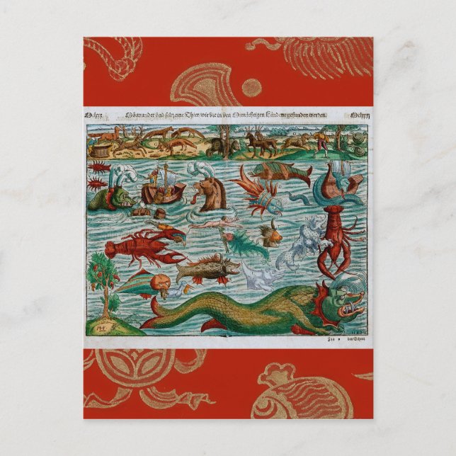 Postal Monstruos del mar de época (Anverso)