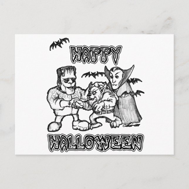 Postal Monstruos divertidos - Halloween (Anverso)