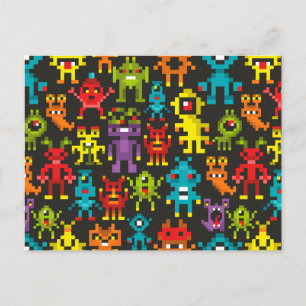Postal Monstruos Pixel de 8 bits