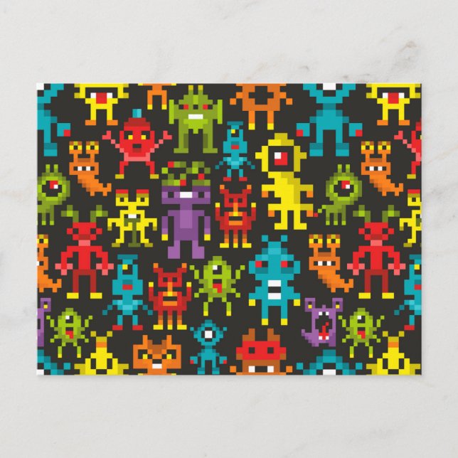 Postal Monstruos Pixel de 8 bits (Anverso)
