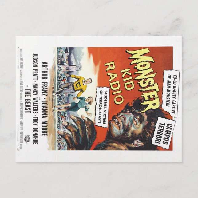 Postal Monstruos universitarios de Monster Kid Radio Post (Anverso)