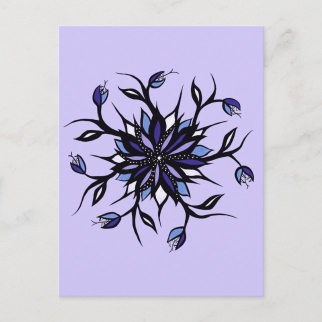 Postal Monstruos Y Dientes De Mandala Con Flores Góticas (Anverso)