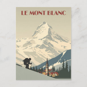 Postal Mont Blanc Esquí Vintage