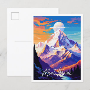 Postal Mont Blanc ilustracion de viaje vintage