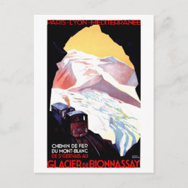 Postal Mont Blanc, montaña Francia, viaje en ferrocarril 