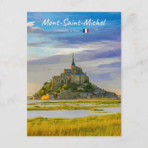 Postal Mont-Saint-Michel, Francia - Abadía Medieval