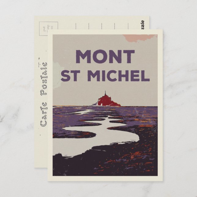 Postal Mont Saint Michel ilustracion Francia Postcard (Anverso / Reverso)