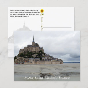 Postal Mont-Saint-Michel Low Tide, Normandía, Francia -