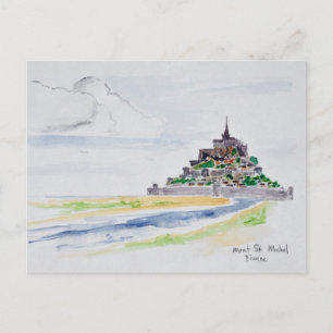 Postal Mont Saint-Michel, Normandía, Francia