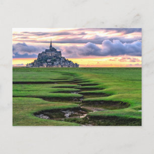 Postal Mont-Saint-Michel, Normandía, Francia