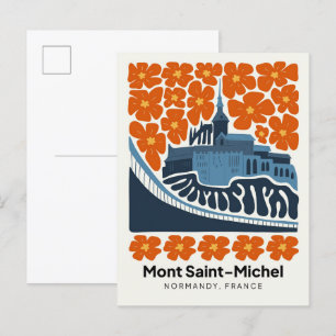 Postal Mont Saint Michel Normandy Francia viajes floridos