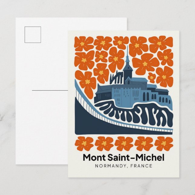 Postal Mont Saint Michel Normandy Francia viajes floridos (Anverso / Reverso)