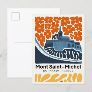 Postal Mont Saint Michel Normandy Francia viajes floridos