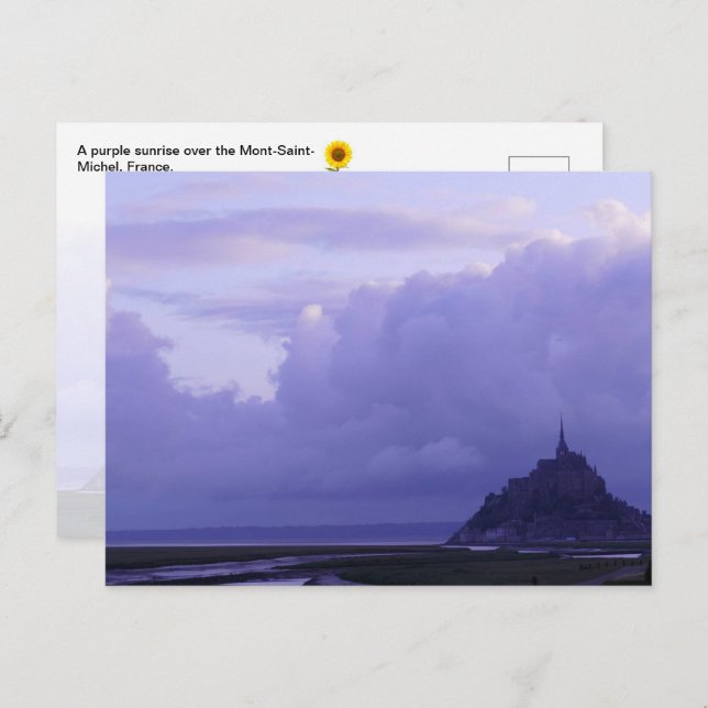 Postal Mont-Saint-Michel Purple Sunrise, Francia-postal (Anverso / Reverso)