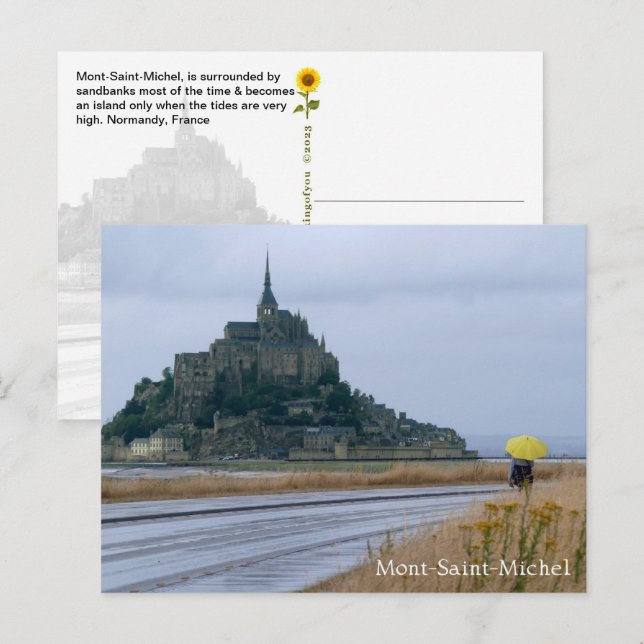 Postal Mont-Saint-Michel Rainy Day, Normandía, Francia - (Anverso / Reverso)