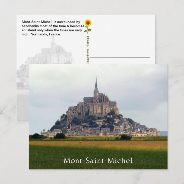 Postal Mont-Saint-Michel Riverbank View, Normandía, Franc (Anverso / Reverso)