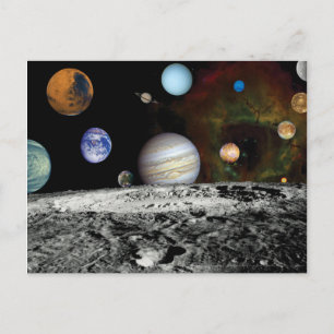 Postal Montaje de imágenes del Voyager del Sistema Solar 